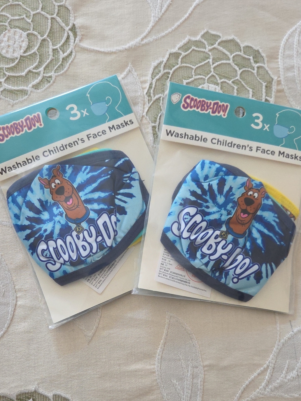 6 Scooby-Doo Kids Face Masks - Blue Tie-Dye Set